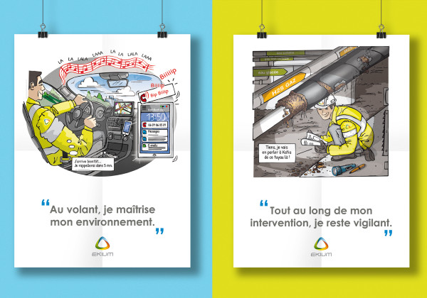 campagne d'affichage sécurité pour Ekium ingénierie industrielle